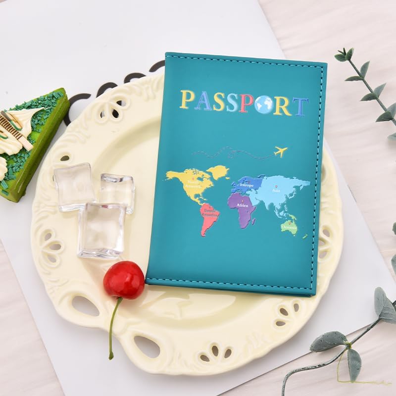 Map Printed Passport Holder for Family Travel Women Men Traveling Essentials Accessories Vacation Travel Gifts Traveler Passport Cover Case Travelling Document Organizer Passport Book Black