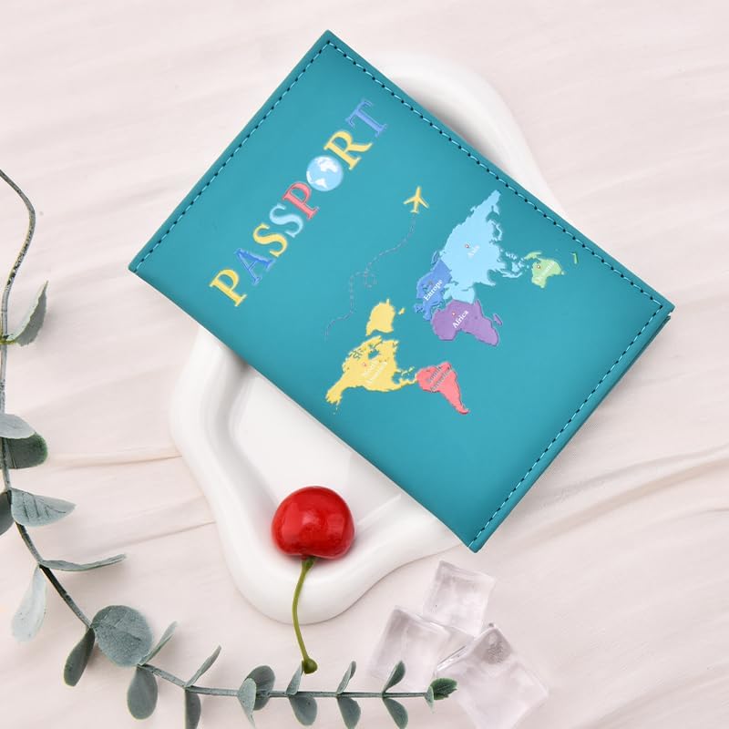 Map Printed Passport Holder for Family Travel Women Men Traveling Essentials Accessories Vacation Travel Gifts Traveler Passport Cover Case Travelling Document Organizer Passport Book Black