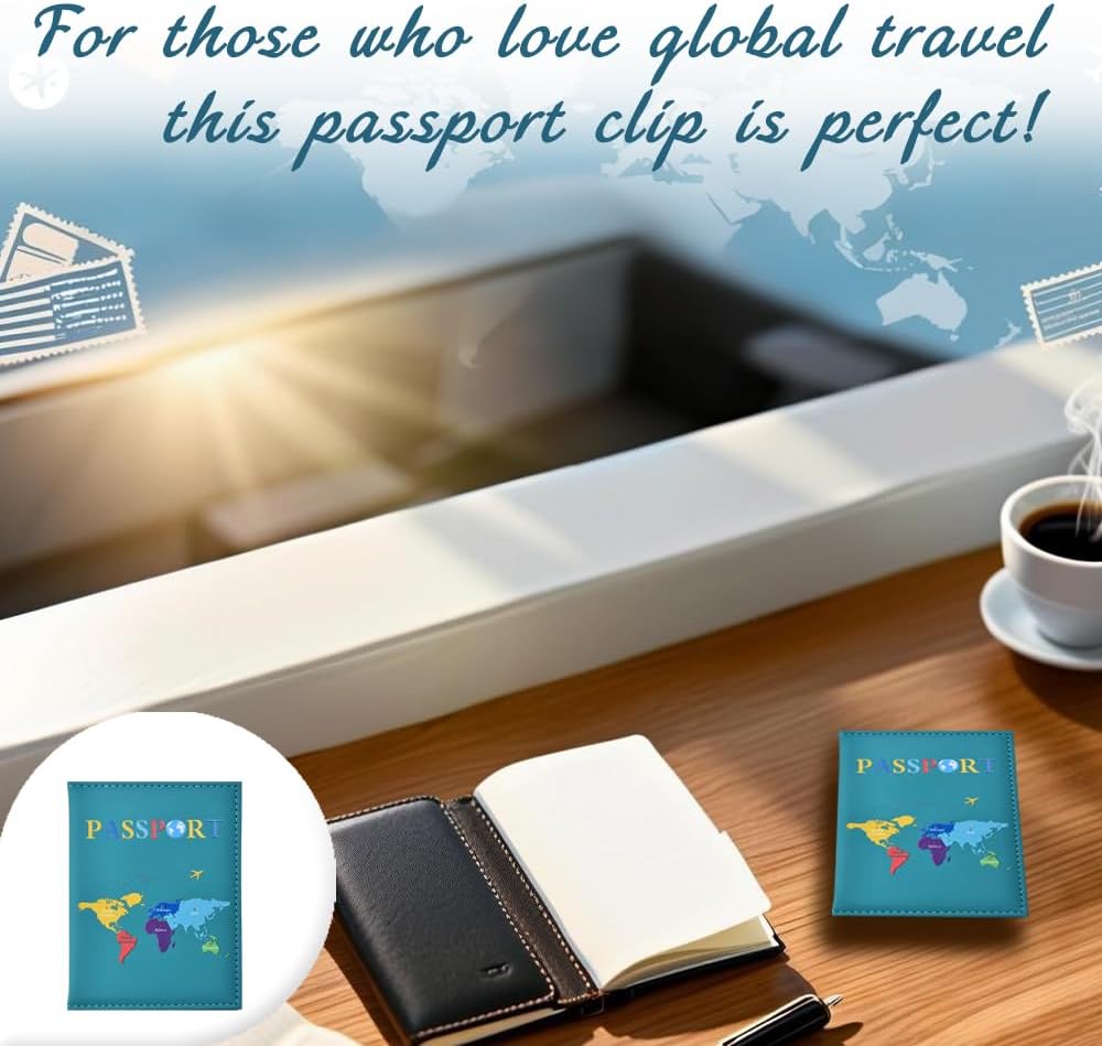Map Printed Passport Holder for Family Travel Women Men Traveling Essentials Accessories Vacation Travel Gifts Traveler Passport Cover Case Travelling Document Organizer Passport Book Black
