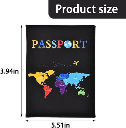 Map Printed Passport Holder for Family Travel Women Men Traveling Essentials Accessories Vacation Travel Gifts Traveler Passport Cover Case Travelling Document Organizer Passport Book Black