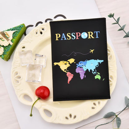Map Printed Passport Holder for Family Travel Women Men Traveling Essentials Accessories Vacation Travel Gifts Traveler Passport Cover Case Travelling Document Organizer Passport Book Black