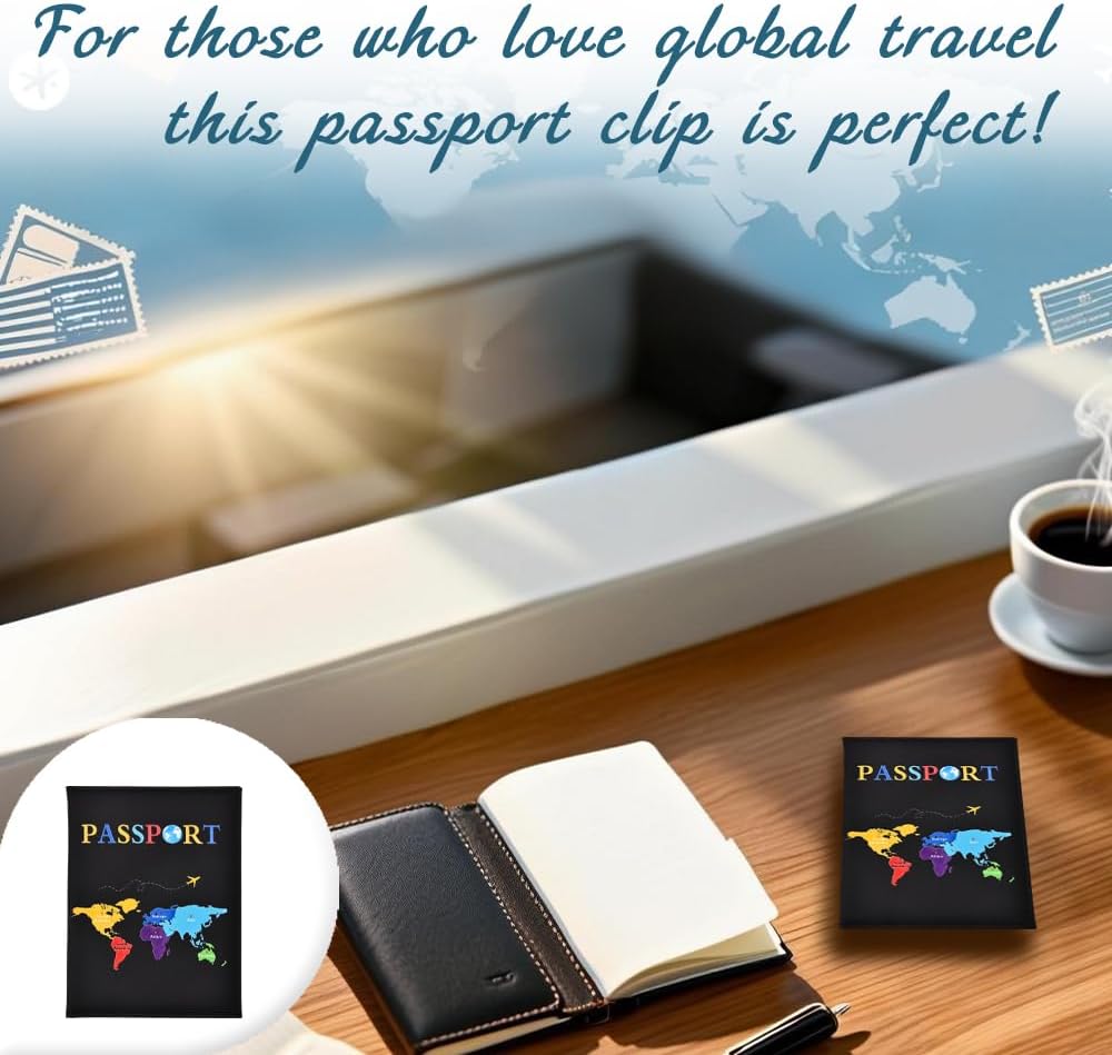 Map Printed Passport Holder for Family Travel Women Men Traveling Essentials Accessories Vacation Travel Gifts Traveler Passport Cover Case Travelling Document Organizer Passport Book Black