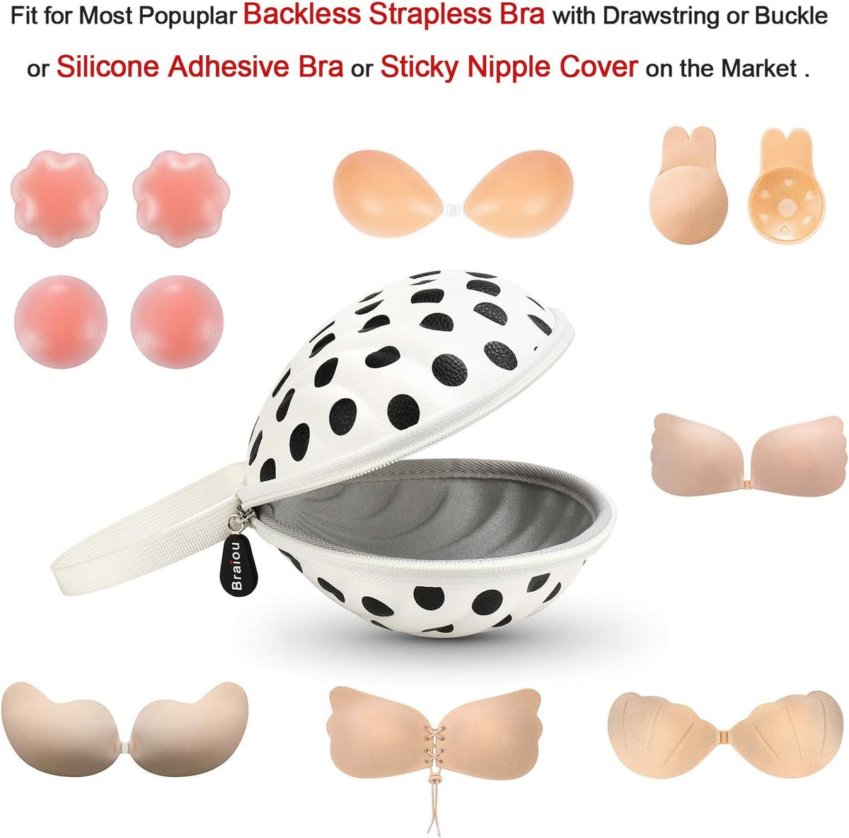 Hard Travel Case for Silicone Bras [A-DD Cup] Premium Nubra Organizer Portable Lingerie Underwear Storage Bag (Brown Plaid)