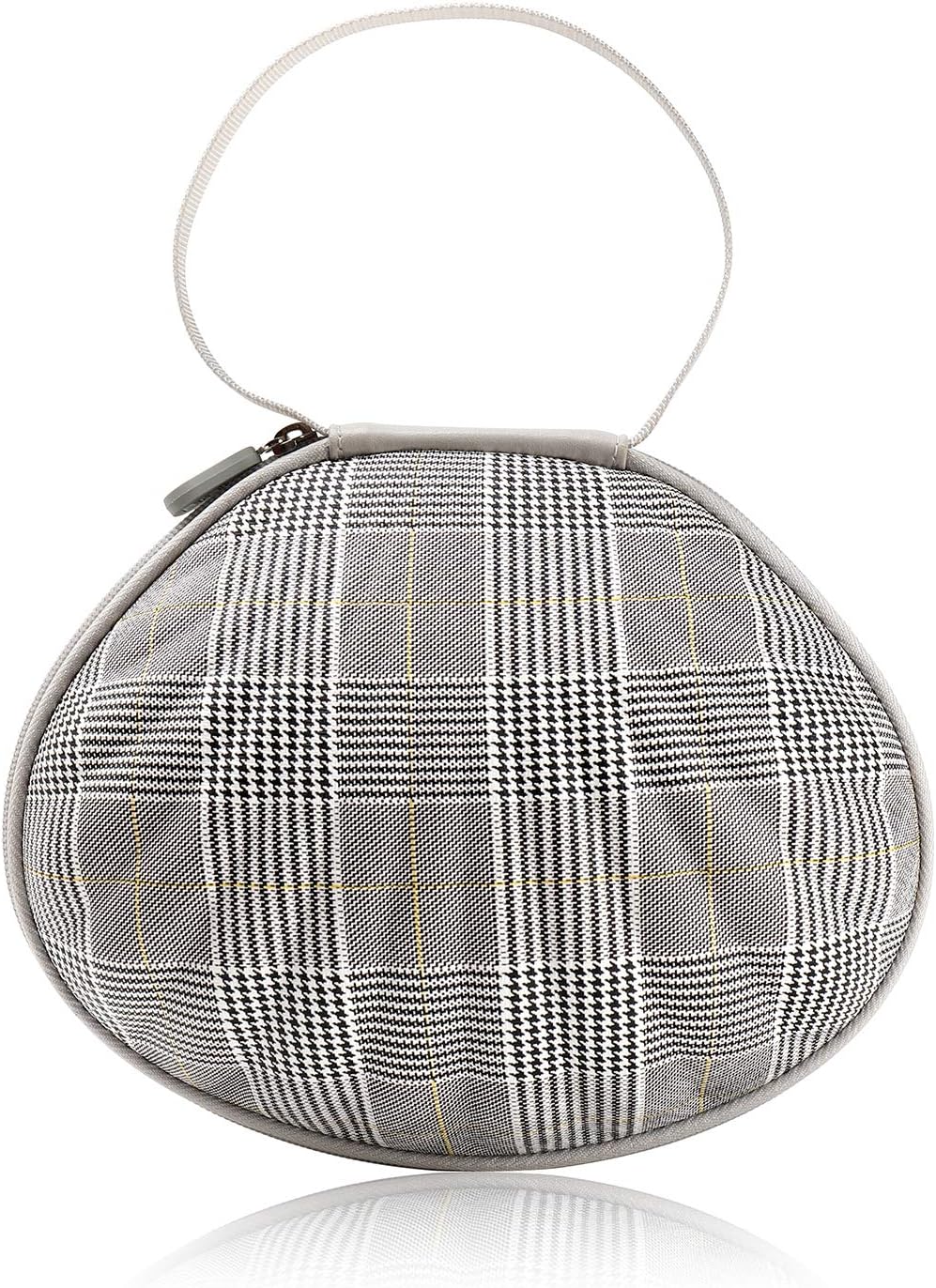 Hard Travel Case for Silicone Bras [A-DD Cup] Premium Nubra Organizer Portable Lingerie Underwear Storage Bag (Brown Plaid)