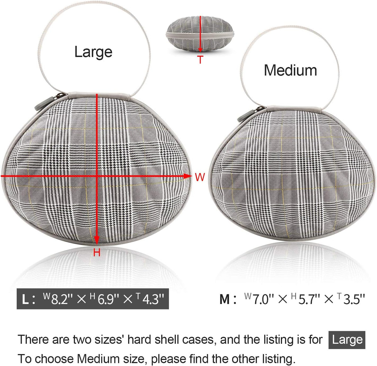 Hard Travel Case for Silicone Bras [A-DD Cup] Premium Nubra Organizer Portable Lingerie Underwear Storage Bag (Brown Plaid)