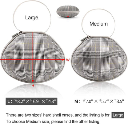 Hard Travel Case for Silicone Bras [A-DD Cup] Premium Nubra Organizer Portable Lingerie Underwear Storage Bag (Brown Plaid)