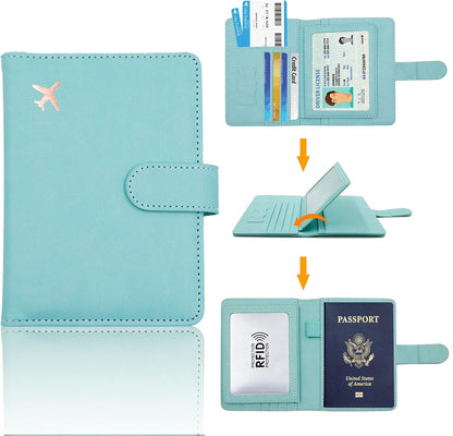 Passport Holder for Women and Men, Passport Holder Card Slots, RFID Blocking Passport Wallet, Travel Essentials Cute Passport Cover Passport Case (Navy blue)