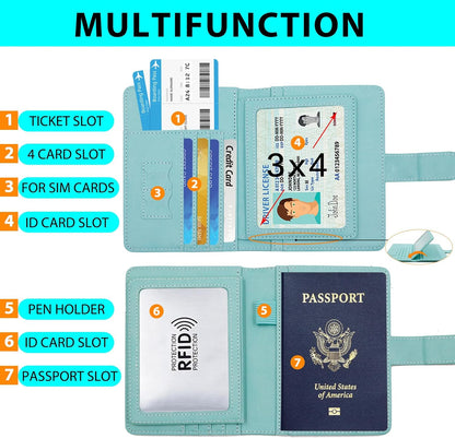 Passport Holder for Women and Men, Passport Holder Card Slots, RFID Blocking Passport Wallet, Travel Essentials Cute Passport Cover Passport Case (Navy blue)