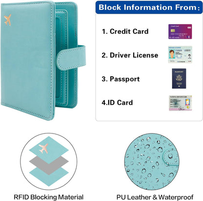 Passport Holder for Women and Men, Passport Holder Card Slots, RFID Blocking Passport Wallet, Travel Essentials Cute Passport Cover Passport Case (Navy blue)