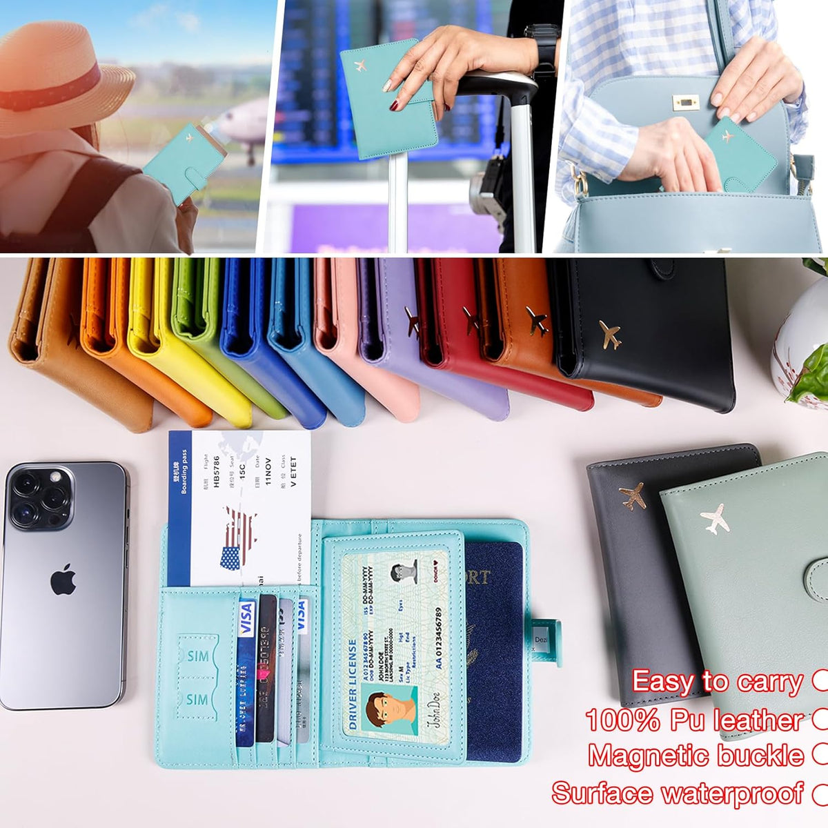 Passport Holder for Women and Men, Passport Holder Card Slots, RFID Blocking Passport Wallet, Travel Essentials Cute Passport Cover Passport Case (Navy blue)