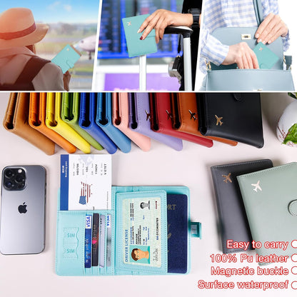 Passport Holder for Women and Men, Passport Holder Card Slots, RFID Blocking Passport Wallet, Travel Essentials Cute Passport Cover Passport Case (Navy blue)