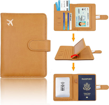Passport Holder for Women and Men, Passport Holder Card Slots, RFID Blocking Passport Wallet, Travel Essentials Cute Passport Cover Passport Case (Navy blue)