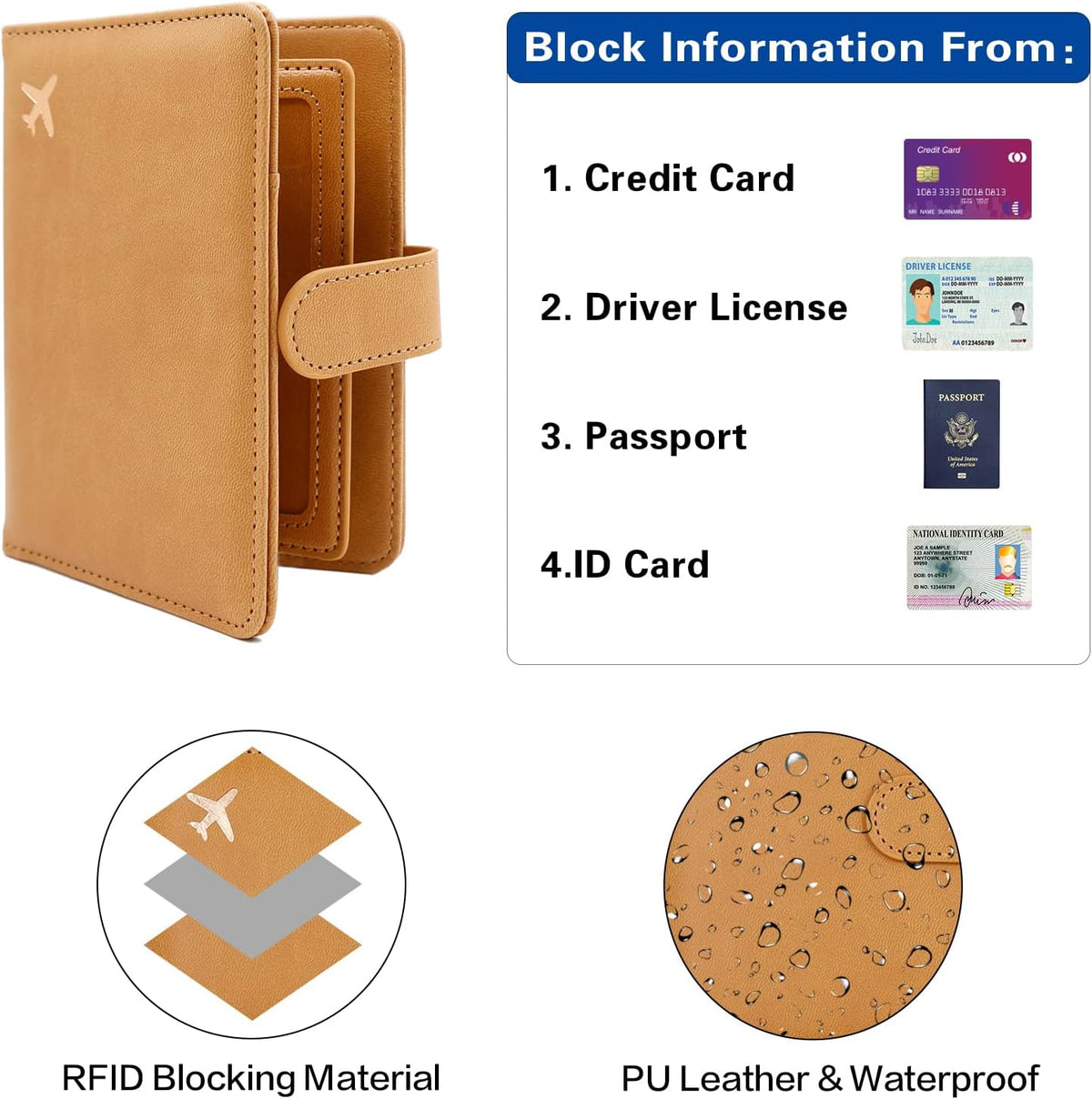 Passport Holder for Women and Men, Passport Holder Card Slots, RFID Blocking Passport Wallet, Travel Essentials Cute Passport Cover Passport Case (Navy blue)