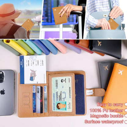 Passport Holder for Women and Men, Passport Holder Card Slots, RFID Blocking Passport Wallet, Travel Essentials Cute Passport Cover Passport Case (Navy blue)