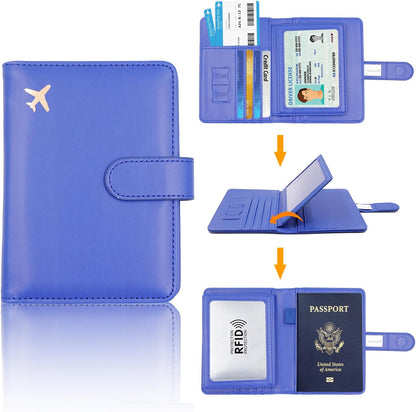Passport Holder for Women and Men, Passport Holder Card Slots, RFID Blocking Passport Wallet, Travel Essentials Cute Passport Cover Passport Case (Navy blue)