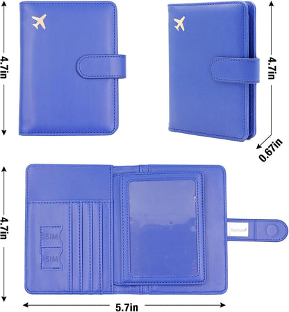 Passport Holder for Women and Men, Passport Holder Card Slots, RFID Blocking Passport Wallet, Travel Essentials Cute Passport Cover Passport Case (Navy blue)