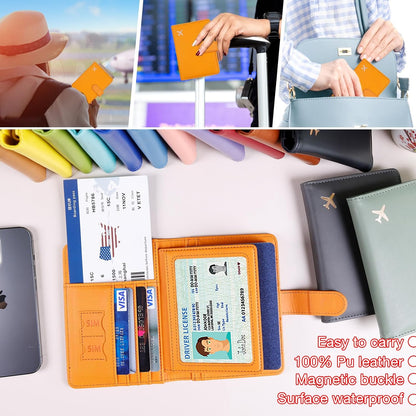 Passport Holder for Women and Men, Passport Holder Card Slots, RFID Blocking Passport Wallet, Travel Essentials Cute Passport Cover Passport Case (Navy blue)