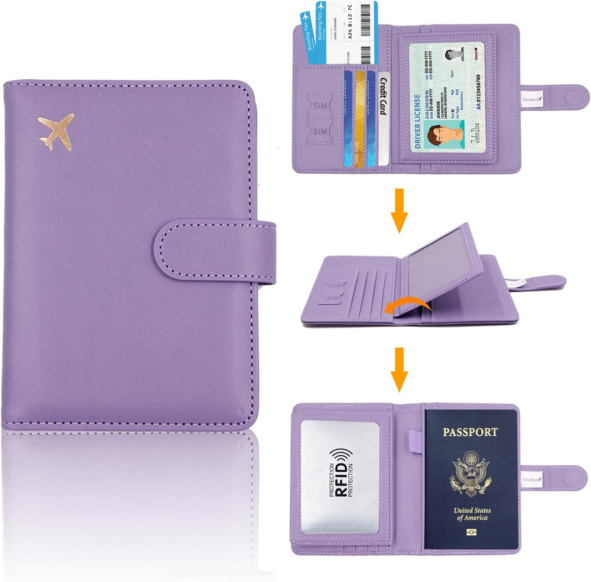 Passport Holder for Women and Men, Passport Holder Card Slots, RFID Blocking Passport Wallet, Travel Essentials Cute Passport Cover Passport Case (Navy blue)