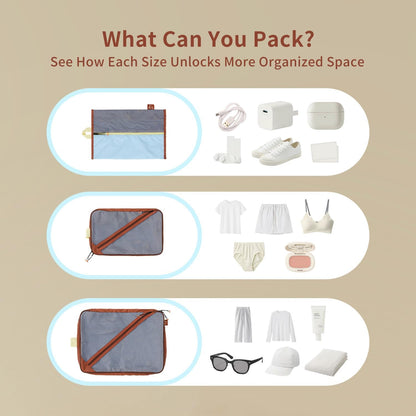 3 Set Packing Cubes for Travel with Hanging Straps | Double Zipper, Premium Luggage Organizer Bags, Lightweight Hanging Travel Organizer Set, Packing Bags for Suitcase Essentials
