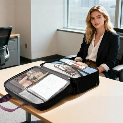 Rolling Laptop Bag, Rolling Briefcase for Women with Waterproof Pocket, 16 Inch Computer Bag, Underseat Carry On Luggage with Wheels for Work Travel Business, Lightweight Black Purple