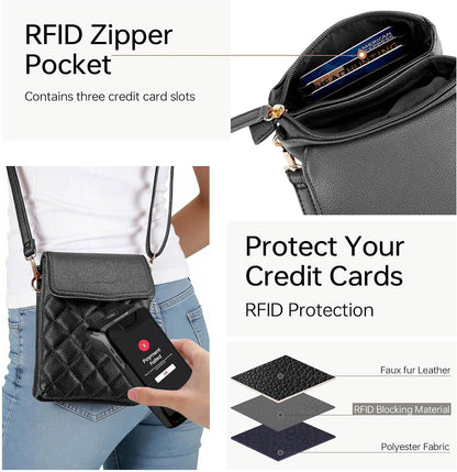 RFID Small Crossbody Bags for Women Quilted Cell Phone Purse Women's Crossbody Handbags with Credit Card Slots