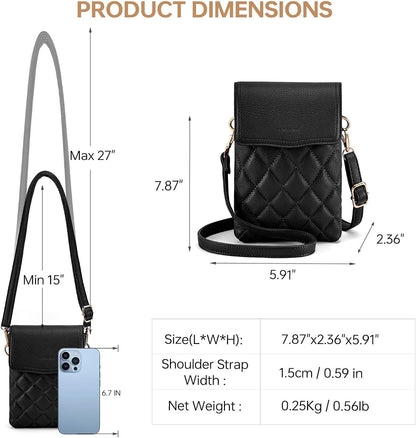 RFID Small Crossbody Bags for Women Quilted Cell Phone Purse Women's Crossbody Handbags with Credit Card Slots