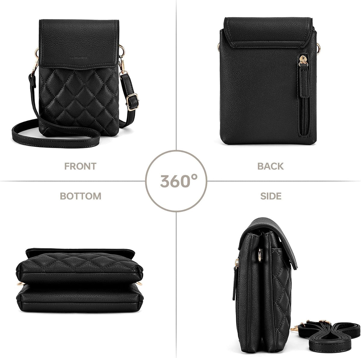 RFID Small Crossbody Bags for Women Quilted Cell Phone Purse Women's Crossbody Handbags with Credit Card Slots