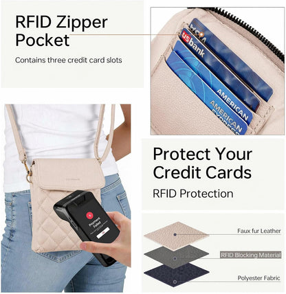 RFID Small Crossbody Bags for Women Quilted Cell Phone Purse Women's Crossbody Handbags with Credit Card Slots