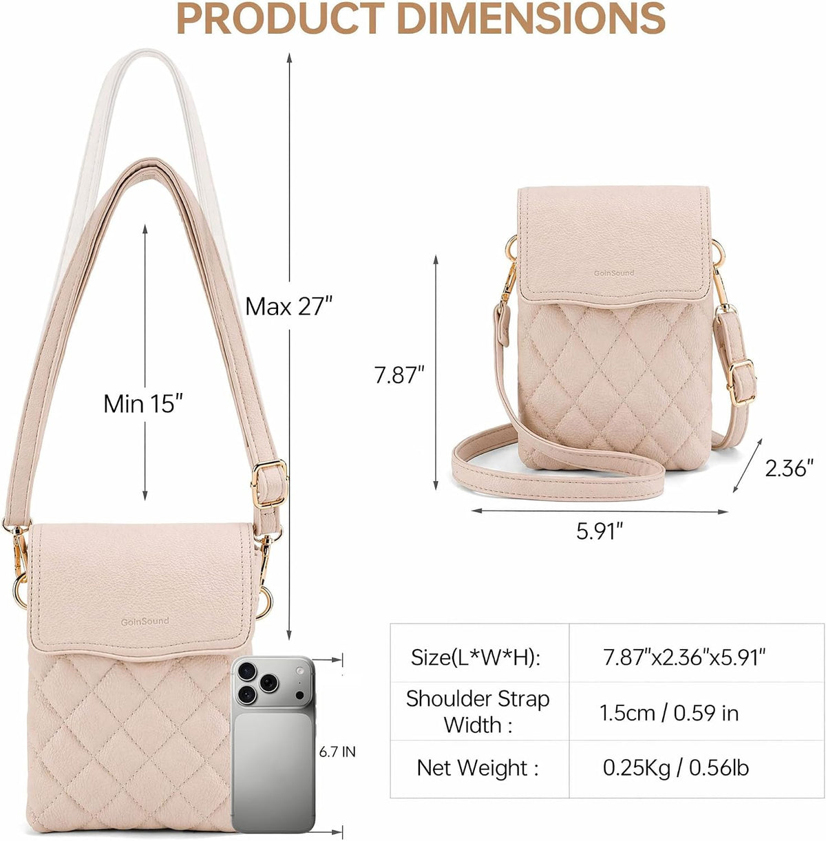 RFID Small Crossbody Bags for Women Quilted Cell Phone Purse Women's Crossbody Handbags with Credit Card Slots