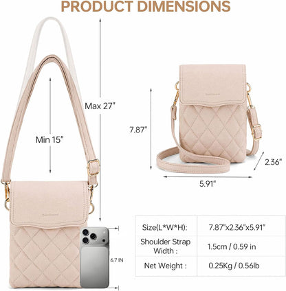 RFID Small Crossbody Bags for Women Quilted Cell Phone Purse Women's Crossbody Handbags with Credit Card Slots