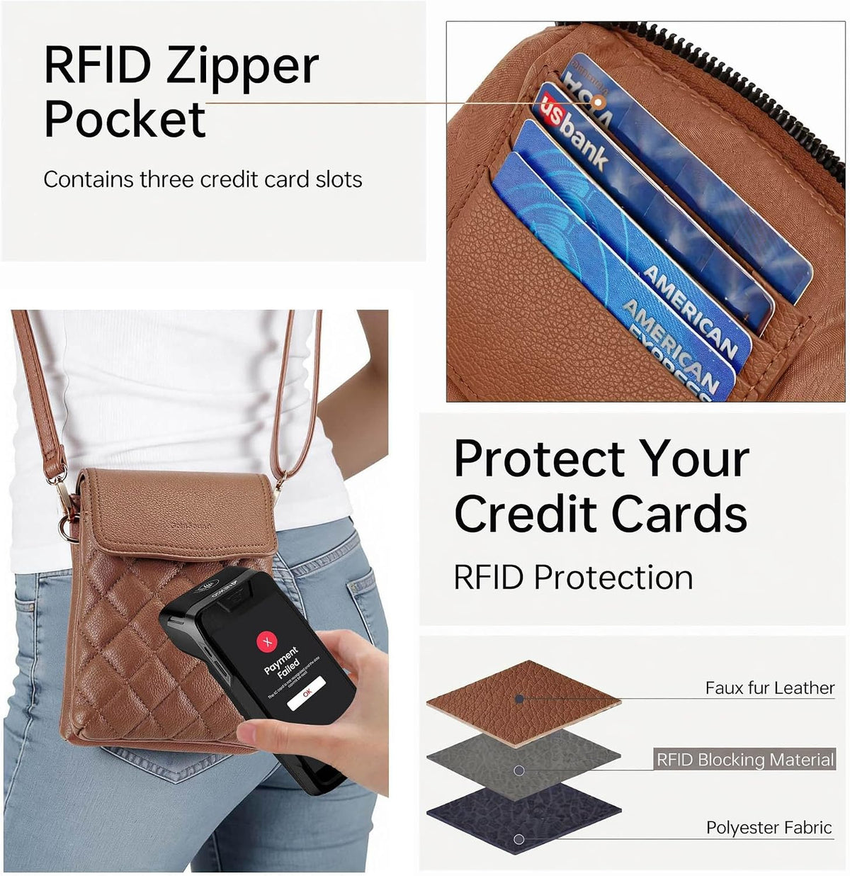 RFID Small Crossbody Bags for Women Quilted Cell Phone Purse Women's Crossbody Handbags with Credit Card Slots