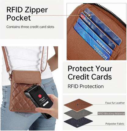 RFID Small Crossbody Bags for Women Quilted Cell Phone Purse Women's Crossbody Handbags with Credit Card Slots