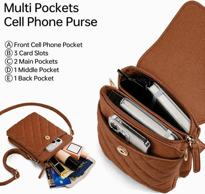 RFID Small Crossbody Bags for Women Quilted Cell Phone Purse Women's Crossbody Handbags with Credit Card Slots