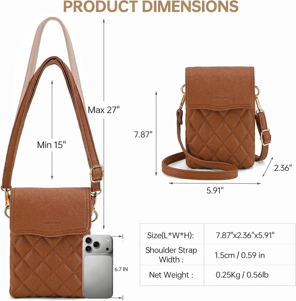 RFID Small Crossbody Bags for Women Quilted Cell Phone Purse Women's Crossbody Handbags with Credit Card Slots