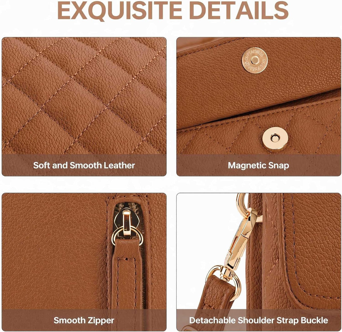 RFID Small Crossbody Bags for Women Quilted Cell Phone Purse Women's Crossbody Handbags with Credit Card Slots