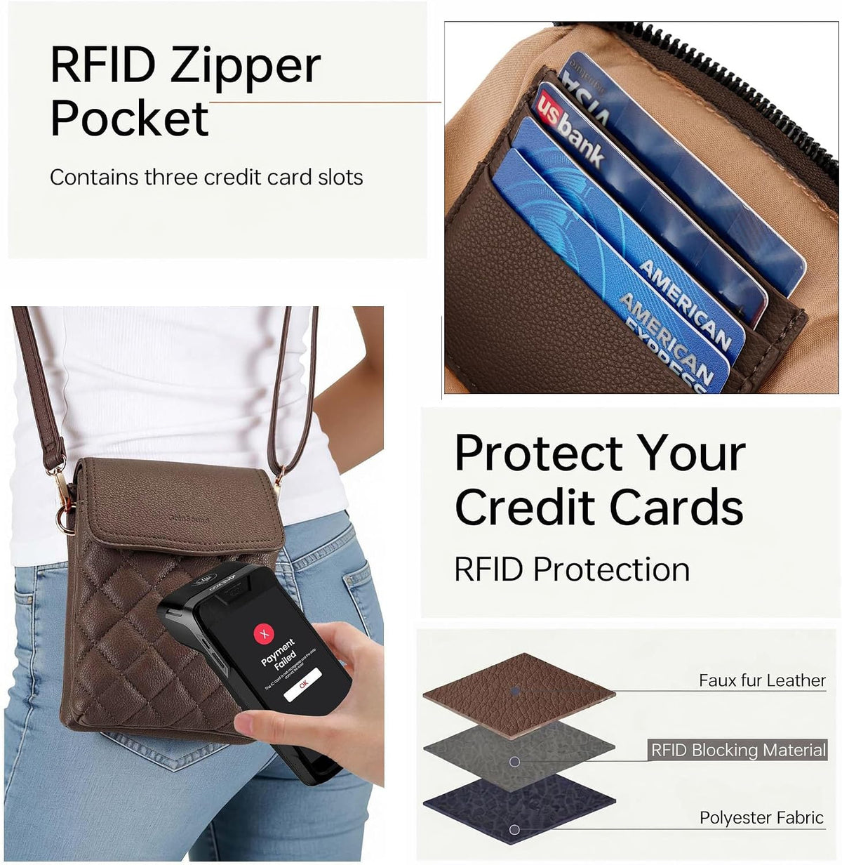 RFID Small Crossbody Bags for Women Quilted Cell Phone Purse Women's Crossbody Handbags with Credit Card Slots