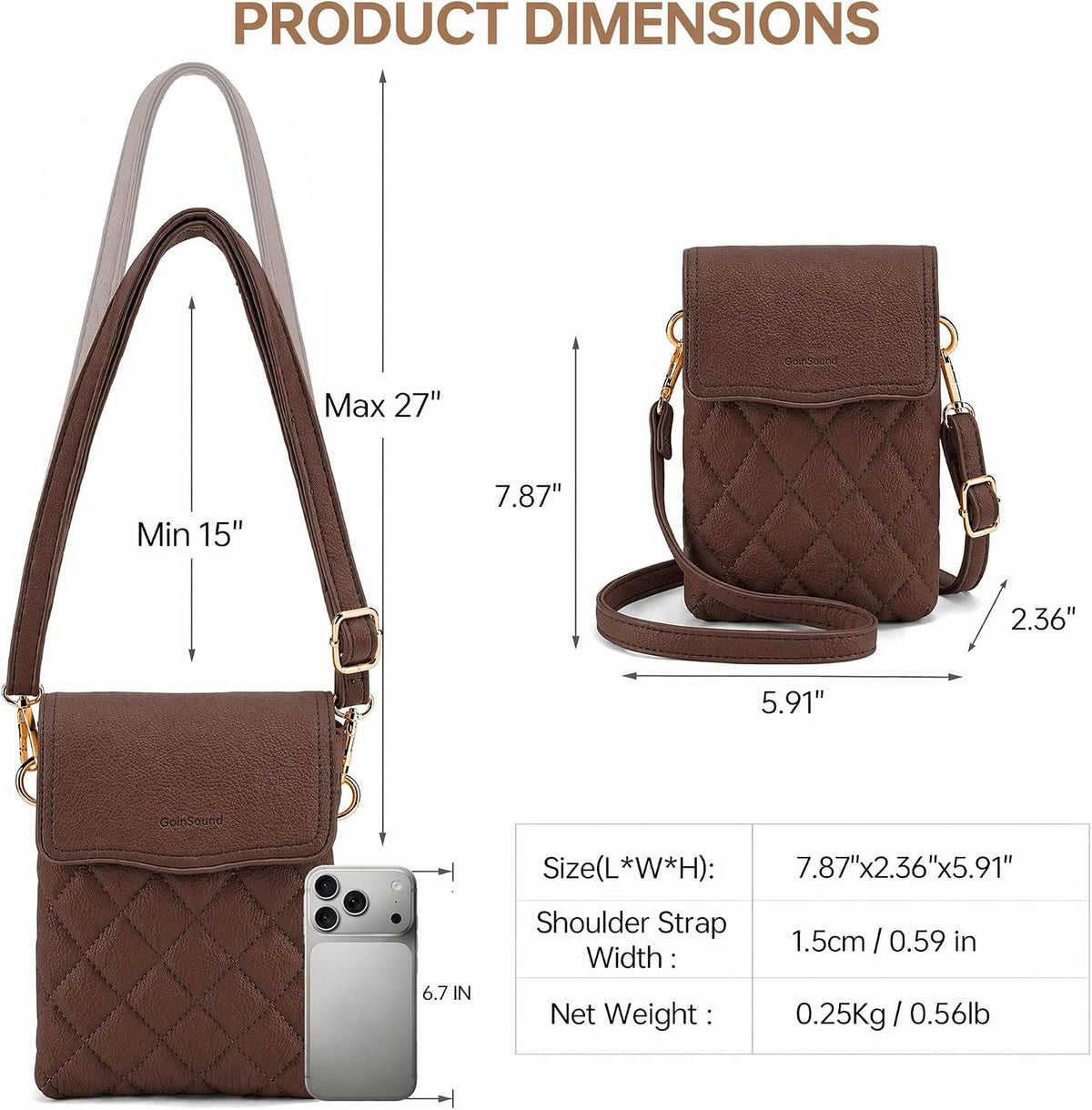 RFID Small Crossbody Bags for Women Quilted Cell Phone Purse Women's Crossbody Handbags with Credit Card Slots