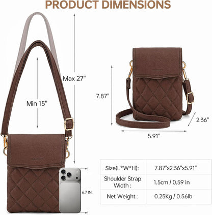 RFID Small Crossbody Bags for Women Quilted Cell Phone Purse Women's Crossbody Handbags with Credit Card Slots