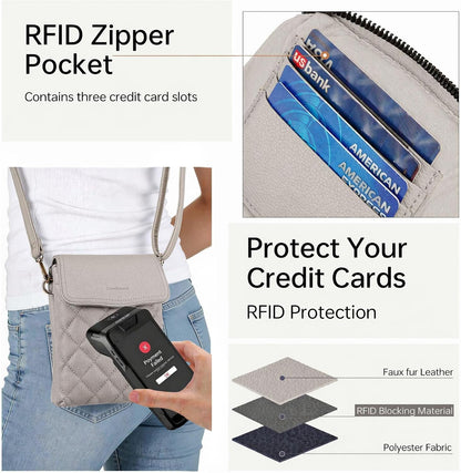RFID Small Crossbody Bags for Women Quilted Cell Phone Purse Women's Crossbody Handbags with Credit Card Slots