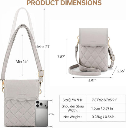 RFID Small Crossbody Bags for Women Quilted Cell Phone Purse Women's Crossbody Handbags with Credit Card Slots