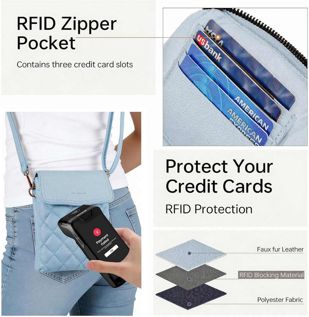 RFID Small Crossbody Bags for Women Quilted Cell Phone Purse Women's Crossbody Handbags with Credit Card Slots