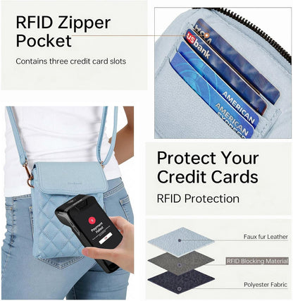 RFID Small Crossbody Bags for Women Quilted Cell Phone Purse Women's Crossbody Handbags with Credit Card Slots