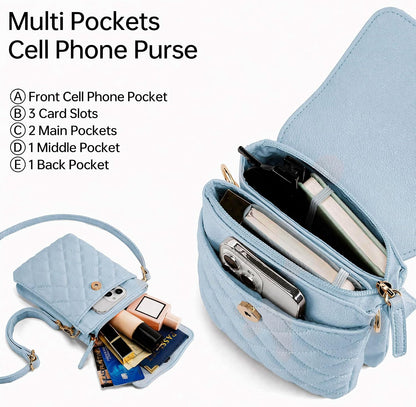 RFID Small Crossbody Bags for Women Quilted Cell Phone Purse Women's Crossbody Handbags with Credit Card Slots