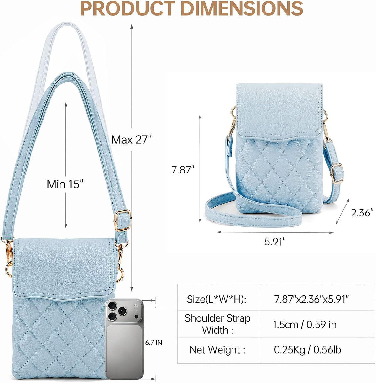 RFID Small Crossbody Bags for Women Quilted Cell Phone Purse Women's Crossbody Handbags with Credit Card Slots