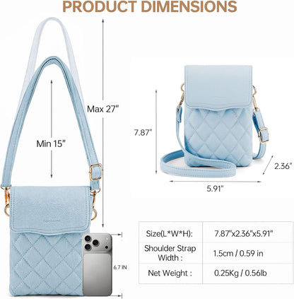 RFID Small Crossbody Bags for Women Quilted Cell Phone Purse Women's Crossbody Handbags with Credit Card Slots
