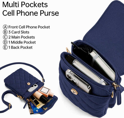 RFID Small Crossbody Bags for Women Quilted Cell Phone Purse Women's Crossbody Handbags with Credit Card Slots
