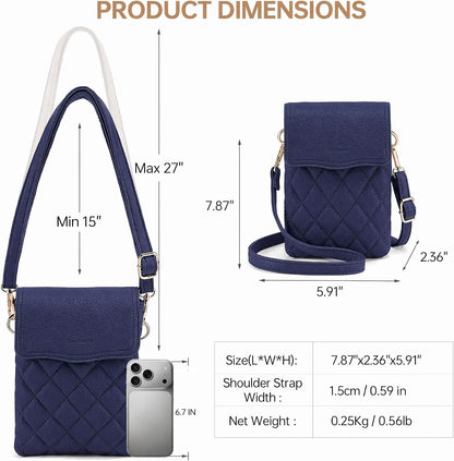 RFID Small Crossbody Bags for Women Quilted Cell Phone Purse Women's Crossbody Handbags with Credit Card Slots
