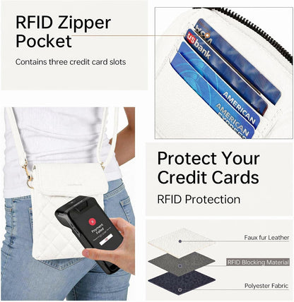 RFID Small Crossbody Bags for Women Quilted Cell Phone Purse Women's Crossbody Handbags with Credit Card Slots