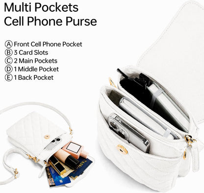 RFID Small Crossbody Bags for Women Quilted Cell Phone Purse Women's Crossbody Handbags with Credit Card Slots