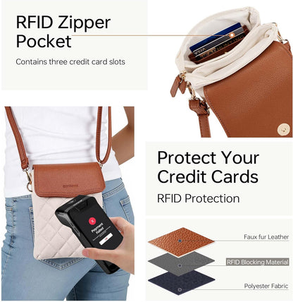 RFID Small Crossbody Bags for Women Quilted Cell Phone Purse Women's Crossbody Handbags with Credit Card Slots